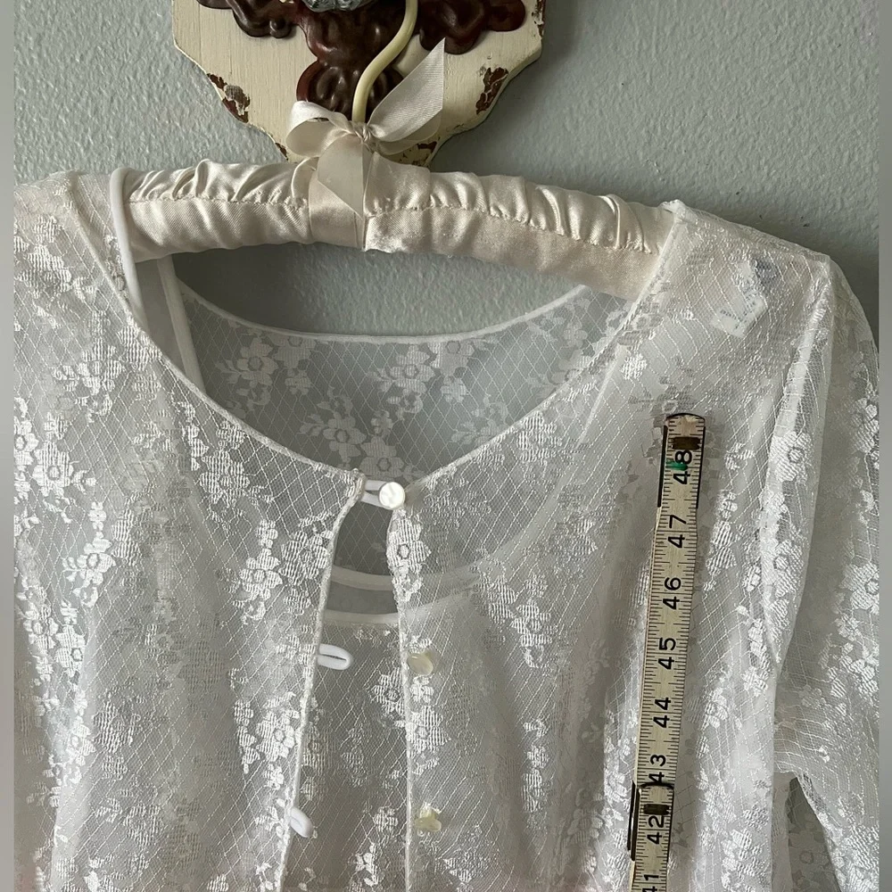 Vintage Radcliffe Peingnor Robe and Nightgown Set White Lace Medium 50โs EVC - Picture 13 of 14